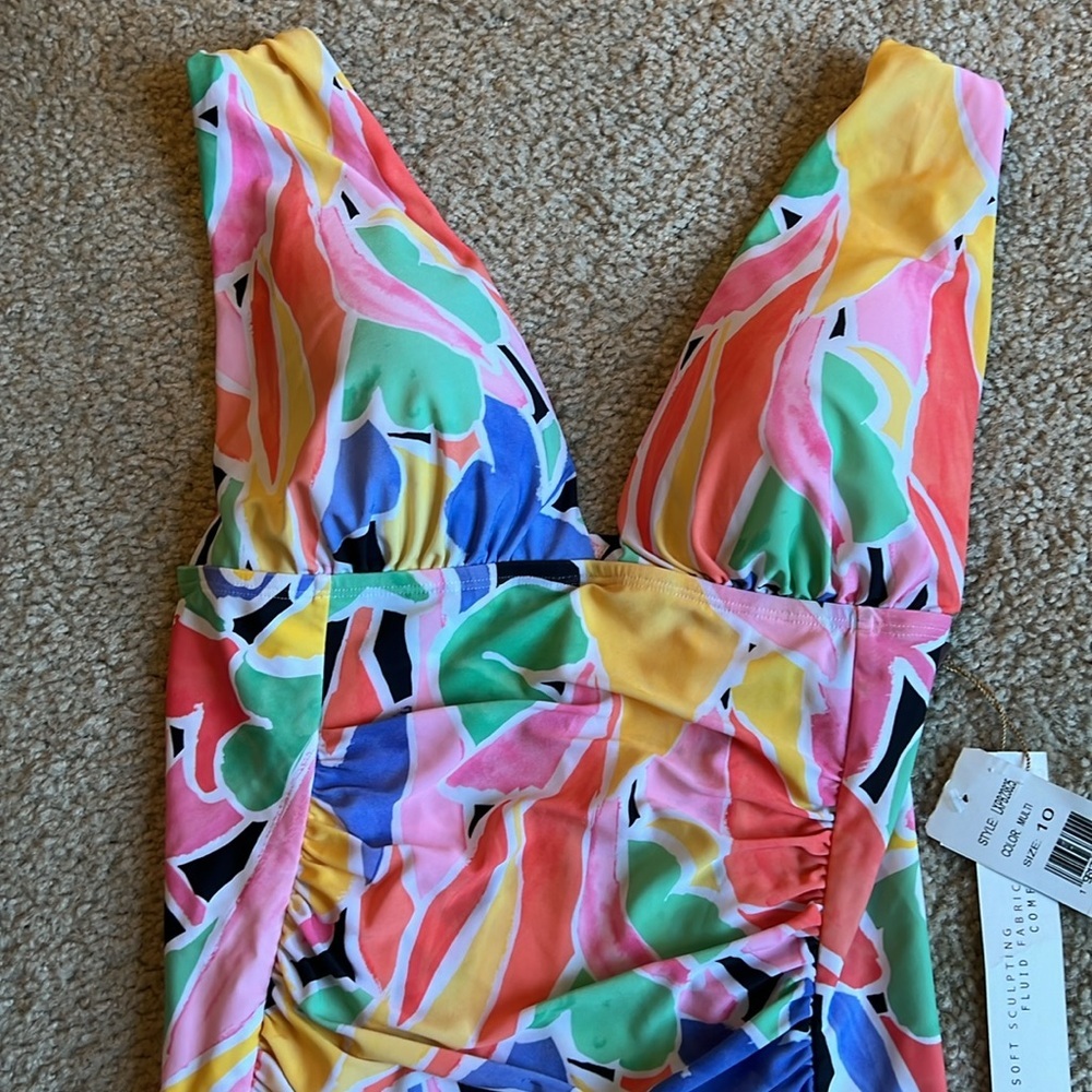 Beyond Control swimwear one piece floral plunging neckline tummy control swim 10 - Picture 3 of 8